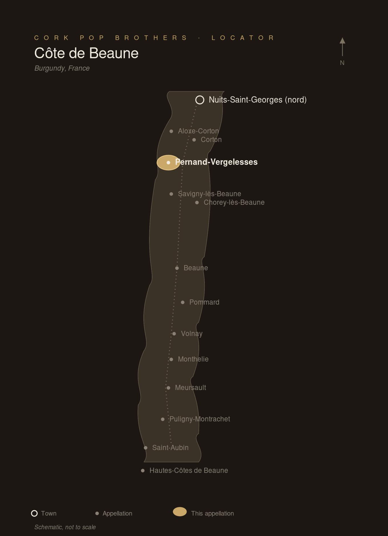 Locator map — Pernand-Vergelesses, France