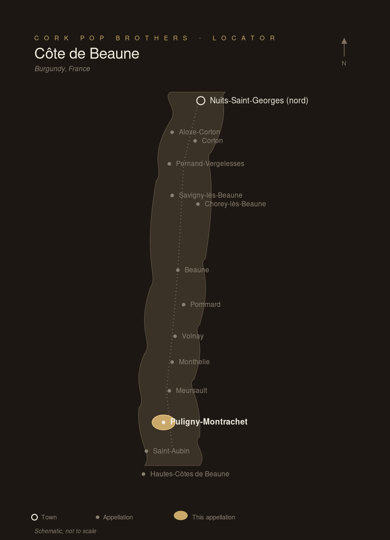 Locator map — Puligny-Montrachet, France